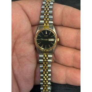Seiko 7N83-0049 2-Tone Day/Date Womens Watch! New Battery!
